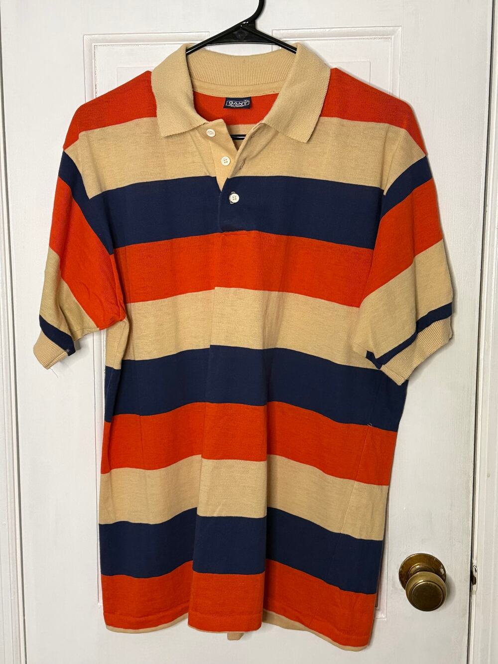 GANT Rugger Men's Stripped Polo Orange/Cream/Blue XL